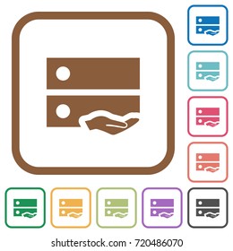 Shared drive simple icons in color rounded square frames on white background