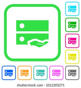 Shared drive vivid colored flat icons in curved borders on white background