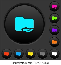 Shared folder dark push buttons with vivid color icons on dark grey background