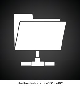 Shared folder icon. Black background with white. Vector illustration.
