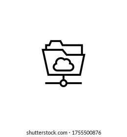 Shared folder icon in black line style icon, style isolated on white background