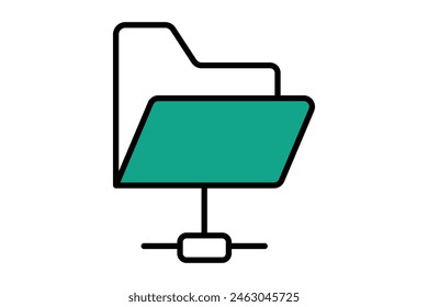 icono de carpeta compartida. icono relacionado con la tecnología de la información. estilo de icono de línea plana. elemento de tecnología Ilustración vectorial