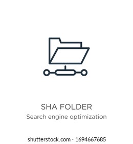 Shared folder icon. Thin linear shared folder outline icon isolated on white background from search engine optimization collection. Line vector sign, symbol for web and mobile