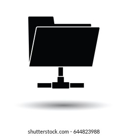 Shared folder icon. White background with shadow design. Vector illustration.