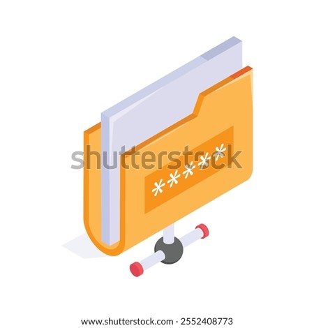 Shared folder isometric icon in trendy design style