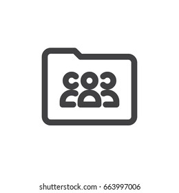 Shared folder line icon, outline vector sign, linear style pictogram isolated on white. Symbol, logo illustration. Thick line design. Pixel perfect graphics