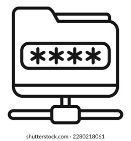 Shared folder safe icon outline vector. Secure policy. Data protect