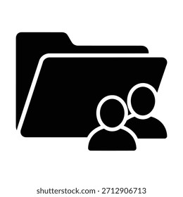 Ícono de silueta de carpeta compartida — Símbolo de colaboración y uso compartido de archivos de Equipo