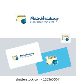 Shared folder  vector logotype with business card template. Elegant corporate identity. - Vector