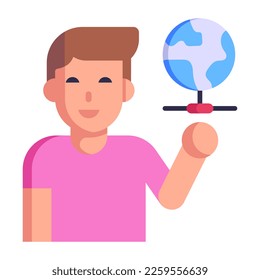 Shared global network flat icon, editable vector 