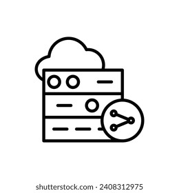 Shared hosting vector line icon illustration.