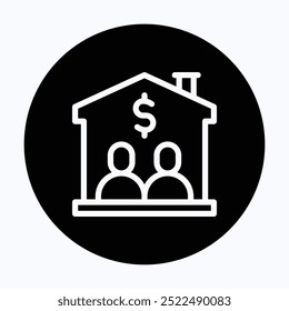 Shared Housing Icon, Bill, Rent Fees Vector Icon, 