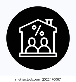 Shared Housing Icon With Discount Sign Vector Icon,