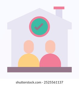 Ícone De Habitação Compartilhada, Colega De Quarto Com Ícone De Vetor De Sinal De Marca De Seleção, Ícone De Vetor Isolado De Estilo Plano.