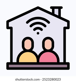Shared Housing Icon, Smart Home Vector Icon, Isolated Lineal Color Vector Icon.