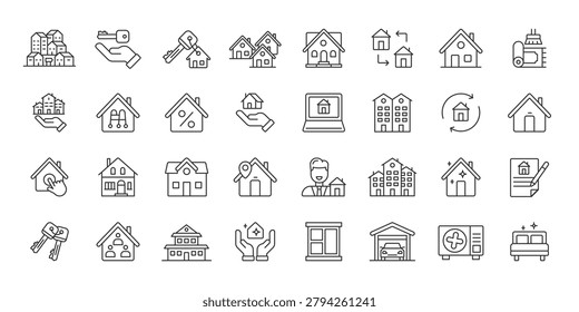Shared Housing Rules icons in line design. shared housing, rules, apartment, roommate, home, rental, living on white background vector. Shared Housing Rules editable stroke icon