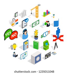 Shared icons set. Isometric set of 25 shared vector icons for web isolated on white background
