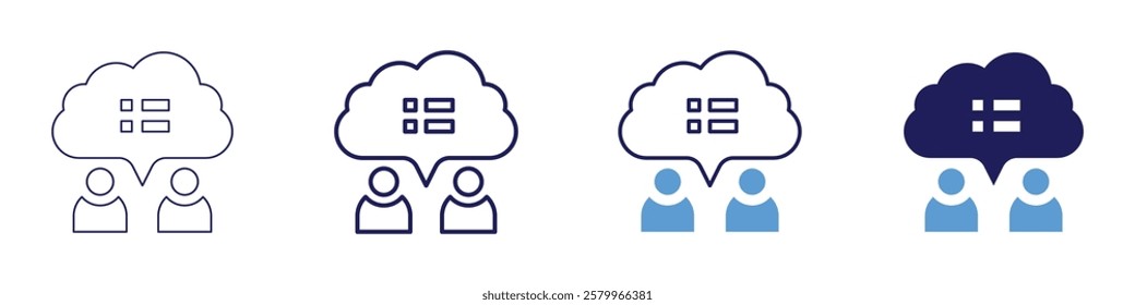 Shared initiative icon in 4 different styles. Thin Line, Line, Bold Line, Duotone. Duotone style. Editable stroke.