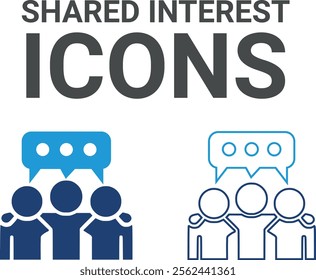 Shared interest icon. Contains friends, groups of friends, socialize, friendly, cheers, trust, support, and best friends icons. Solid icon collection. Vector illustration.