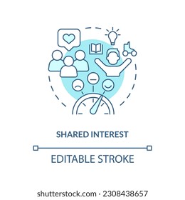 Shared interests turquoise concept icon. Common ground. Small community. People connection. Interpersonal relationship abstract idea thin line illustration. Isolated outline drawing. Editable stroke