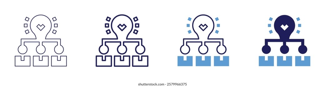 Shared leadership icon in 4 different styles. Thin Line, Line, Bold Line, Duotone. Duotone style. Editable stroke.