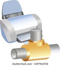 Shared network printer. Vector Icon.