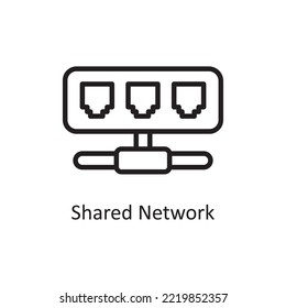 Shared Network Vector Outline Icon Design illustration. Cloud Computing Symbol on White background EPS 10 File