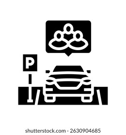 shared parking spot car share service glyph icon vector. shared parking spot car share service sign. isolated symbol illustration
