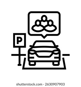 shared parking spot car share service line icon vector. shared parking spot car share service sign. isolated contour symbol black illustration