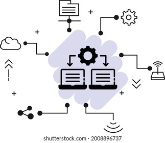 Shared Resources Concept, RDP Access Sign stock illustration, Cloud computing and Internet hosting services Symbol, Desktop Screen Sharing Vector Icon Design,