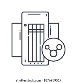 Shared server icon, linear isolated illustration, thin line vector, web design sign, outline concept symbol with editable stroke on white background.