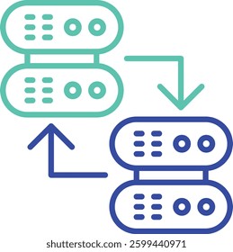 shared server outline dual color vector illustration icon design