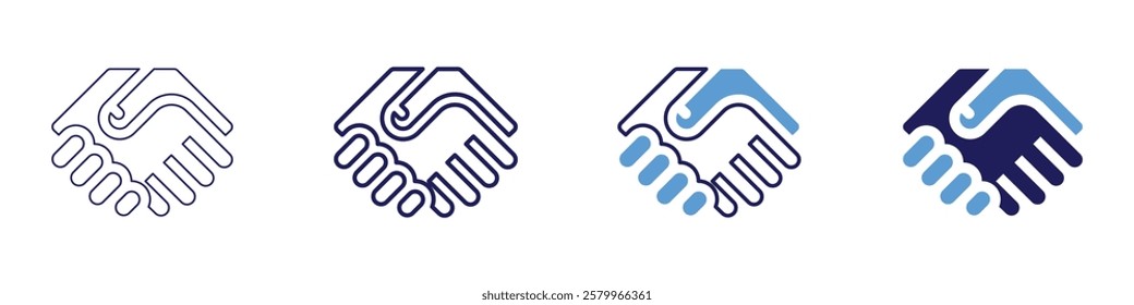 Shared venture icon in 4 different styles. Thin Line, Line, Bold Line, Duotone. Duotone style. Editable stroke.