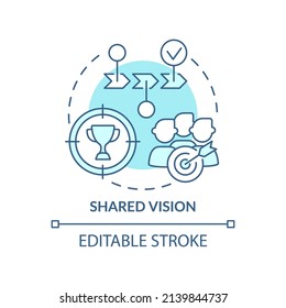 Shared vision turquoise concept icon. Common goals and opinion. ILAP principle abstract idea thin line illustration. Isolated outline drawing. Editable stroke. Arial, Myriad Pro-Bold fonts used