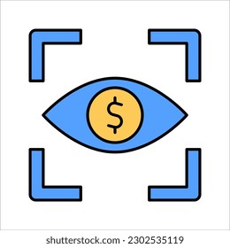 Shared Vision Vector Line Icon, eye icon. vector illustration on white background