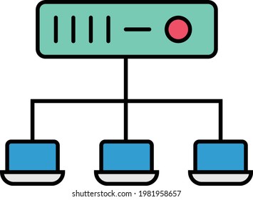 Shared Web Hosting Concept, Low Cost Hosting Network Vector Color Icon Design, Data Center and Web Hosting Symbol, web page intercommunication protocol stock illustration