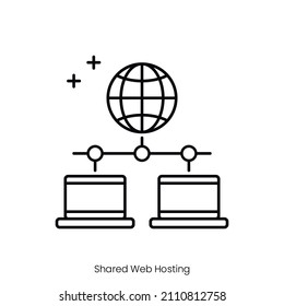 shared web hosting icon. Outline style icon design isolated on white background