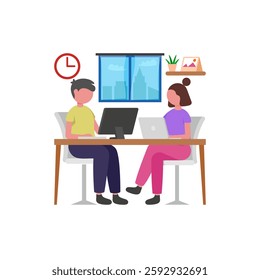 Shared Workplace cartoon character vector illustration