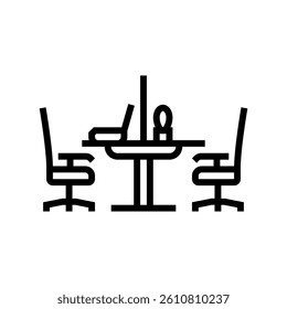 shared workspace table hybrid work line icon vector. shared workspace table hybrid work sign. isolated contour symbol black illustration