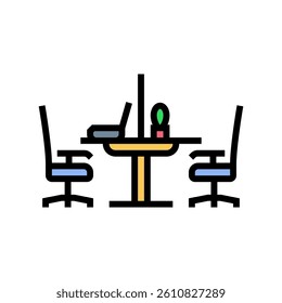 shared workspace table hybrid work color icon vector. shared workspace table hybrid work sign. isolated symbol illustration