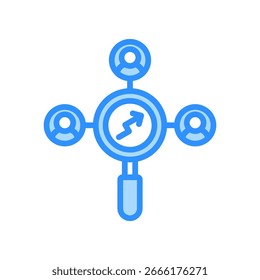 Icono de análisis de accionistas Ilustración vectorial de color azul
