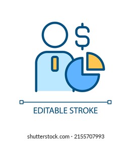 Shareholder pixel perfect RGB color icon. Sharing ownership. Equity in corporation. Joint-stock company. Isolated vector illustration. Simple filled line drawing. Editable stroke. Arial font used