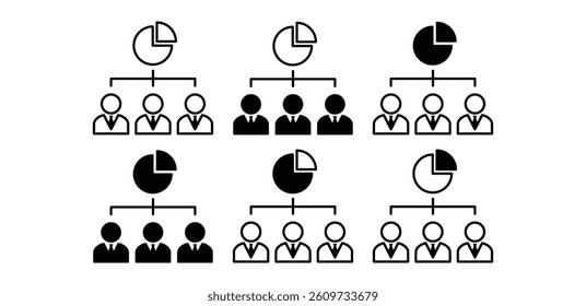 Shareholder Structure Icons Organizational Chart Visualizations Black and White Color Vector Design