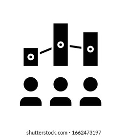 Shareholders charts black icon, concept illustration, vector flat symbol, glyph sign.