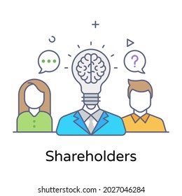 Shareholders flat outline style icon 