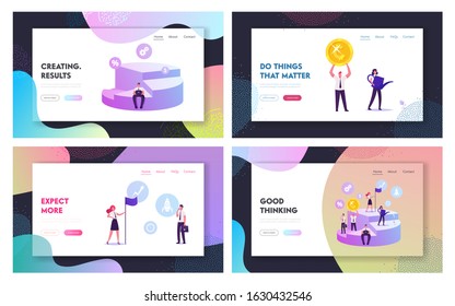 Shareholders Have Part of Corporate Finance Website Landing Page Set. Businessmen and Businesswomen on Pie Chart Grow Capital Company Shares Ownership Web Page Banner. Cartoon Flat Vector Illustration