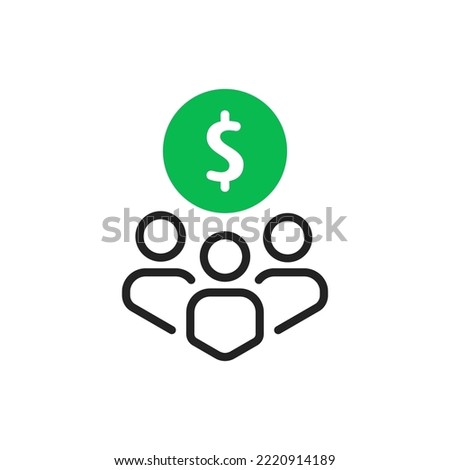 shareholders team like remuneration or grant icon. outline simple trend ico with dolar logotype graphic stroke design web element isolated on white. concept of economy success or crowdfunding symbol