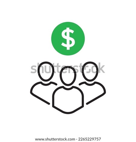 shareholders team like remuneration or grant icon. outline simple trend ico with dolar logotype graphic stroke design web element isolated on white. concept of economy success or crowdfunding symbol