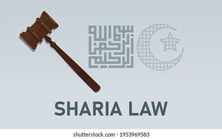sharia law Islamic muslem legal legislation regulation concept hammer
