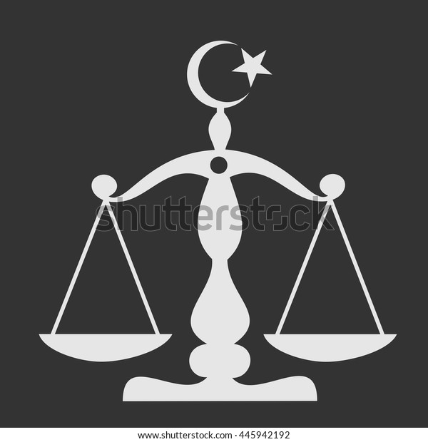 シャリア 三日月を象徴する正義を象徴するスケール イスラム教やイスラム文化の伝統的な法律と倫理規定 簡単なベクターイラスト のベクター画像素材 ロイヤリティフリー